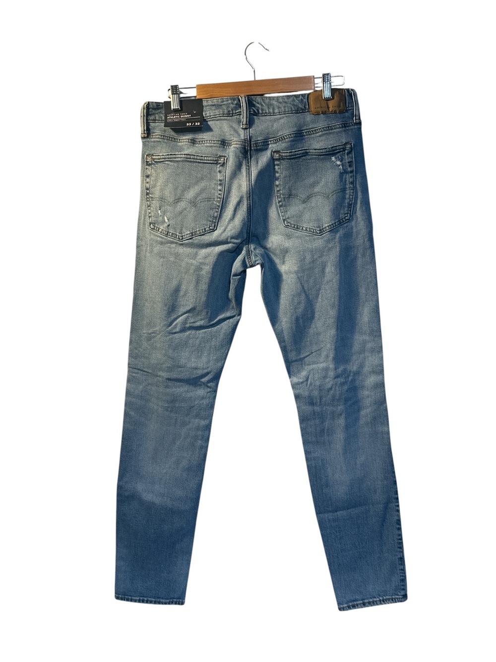 NWT, American Eagle Outfitters Men's Ripped Skinny‎ Jeans - Light Blue Wash